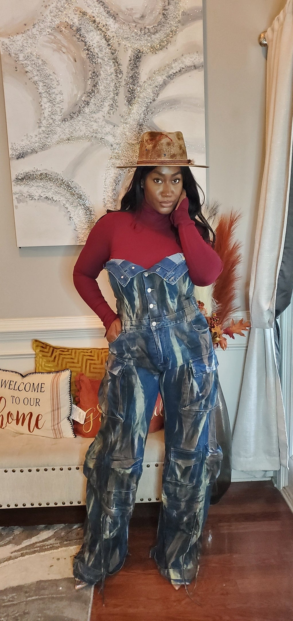 Tye Dye Denim Cargo Jumpsuit