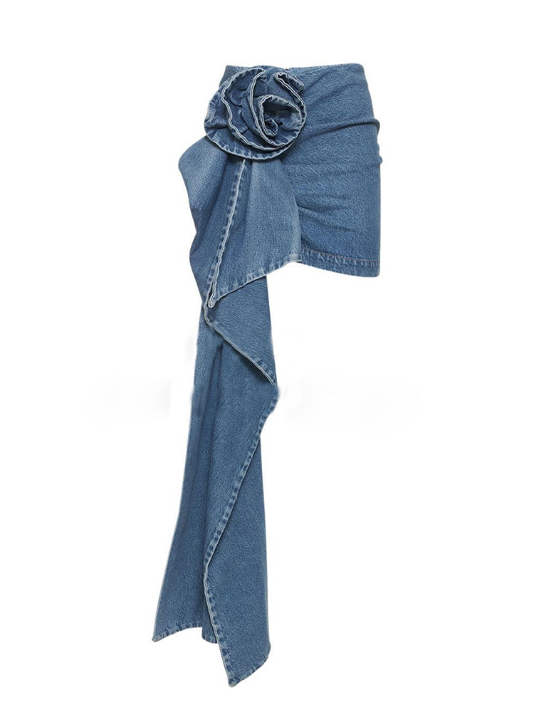 SALE ITEM Concrete Rose Denim Mini Skirt
