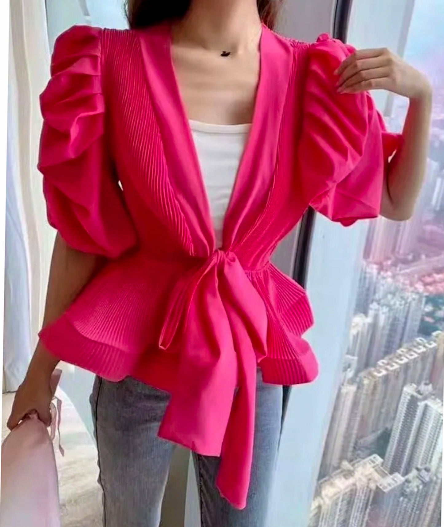 Sheer Peplum Top