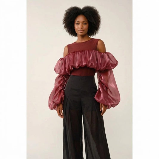 Organza Voluminous Ruffle Blouse