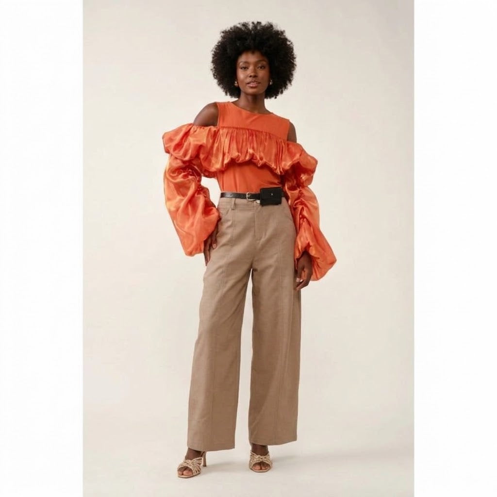 Organza Voluminous Ruffle Blouse