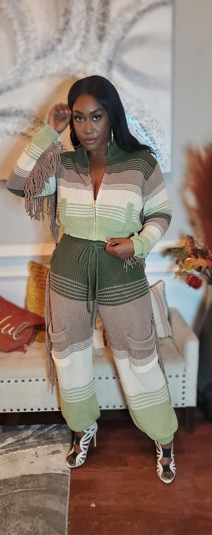 Knit & Fringe Sweater Set