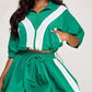 Green Windbreaker Leisure Skirt Set