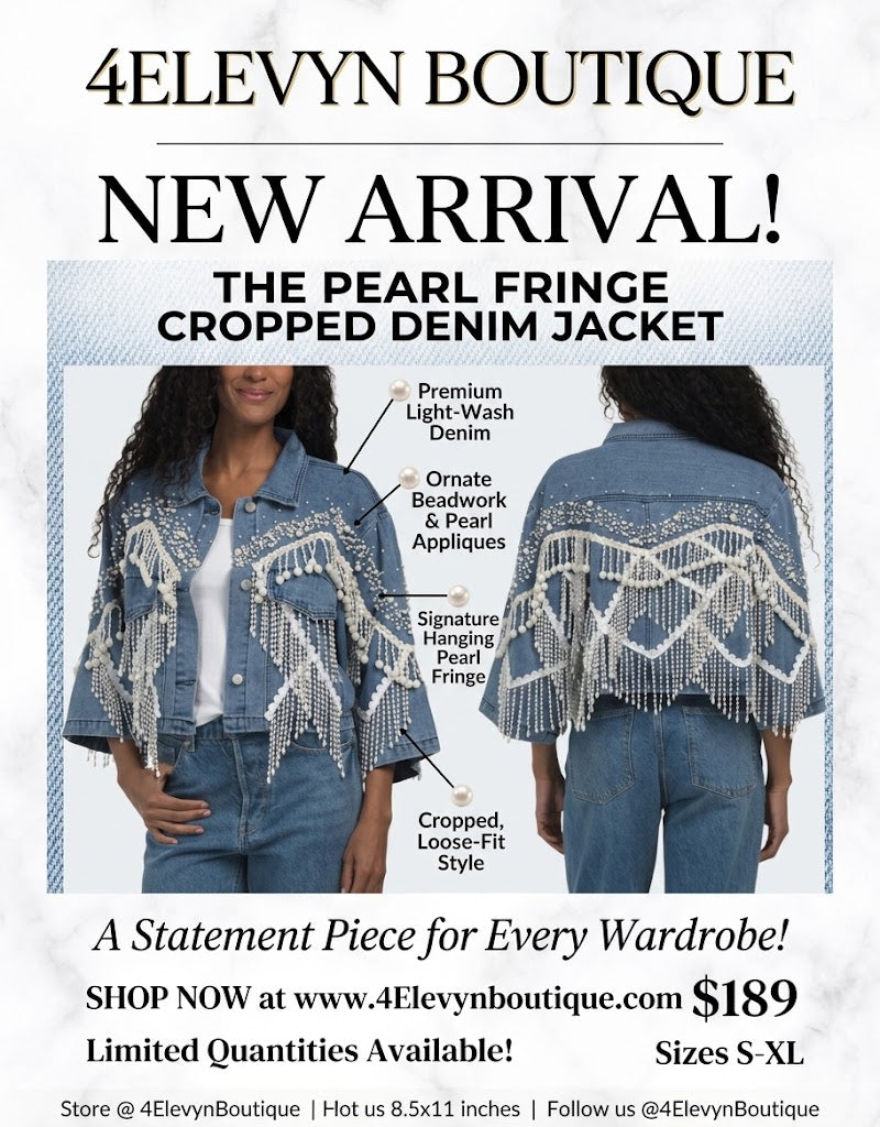 Dripped in Pearls Denim Cropped Jacket